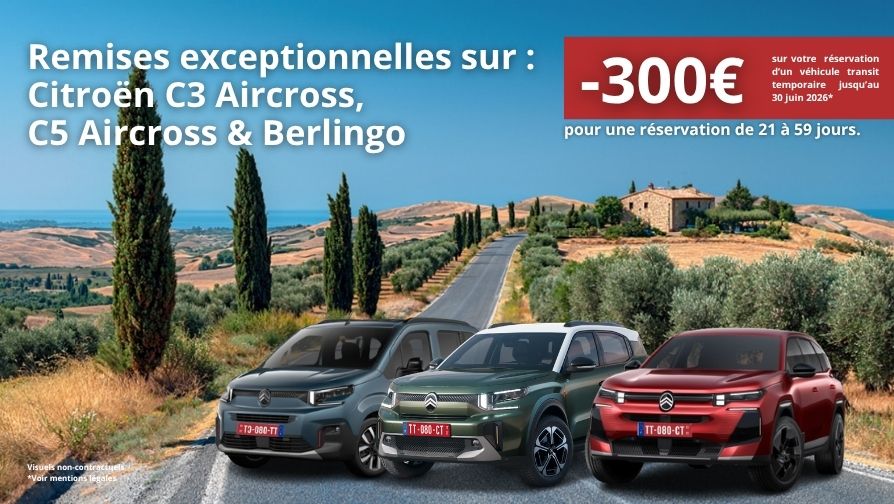 Remises exceptionnelles pour une réservation de 21 à 59 jours.