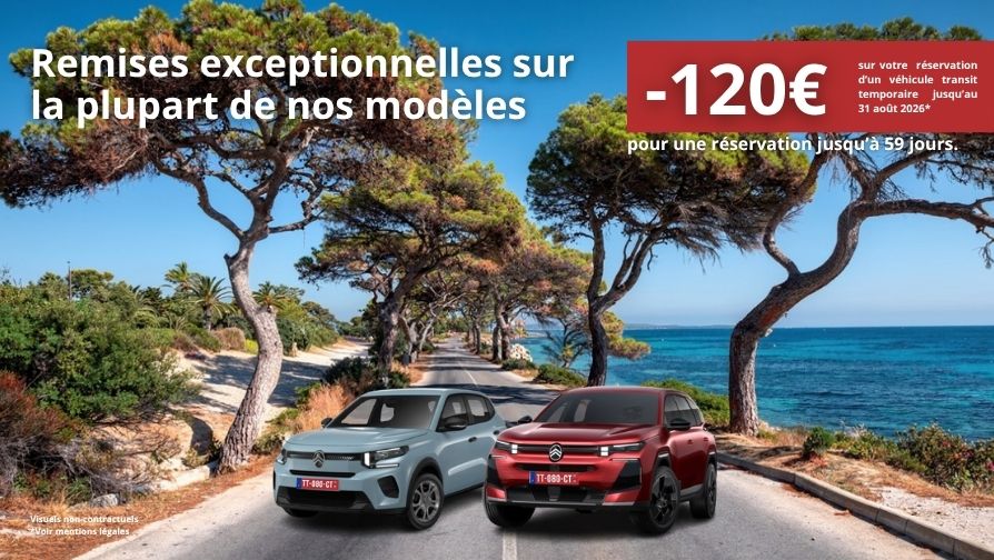 Remises exceptionnelles pour une réservation jusqu'à 59 jours.