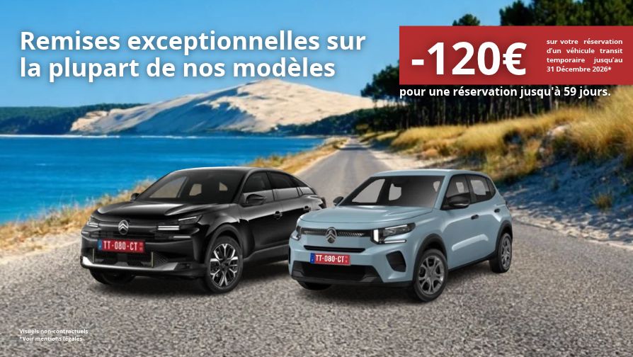 Remises exceptionnelles pour une réservation jusqu'à 59 jours.